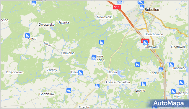 mapa Nowe Łozice, Nowe Łozice na mapie Targeo