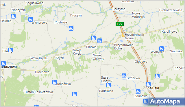 mapa Nowe Olszyny, Nowe Olszyny na mapie Targeo