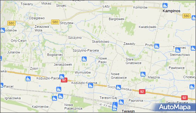 mapa Nowe Paski, Nowe Paski na mapie Targeo