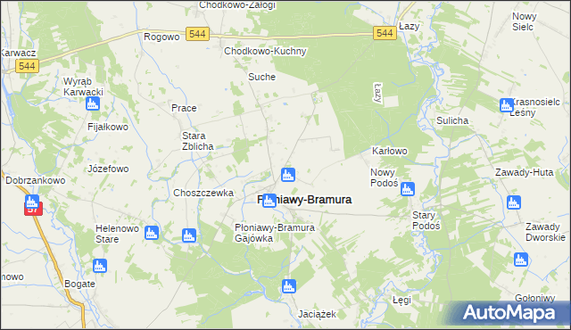 mapa Nowe Płoniawy, Nowe Płoniawy na mapie Targeo