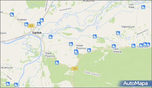 mapa Nowe Polichno, Nowe Polichno na mapie Targeo
