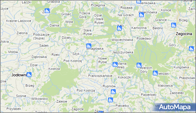 mapa Nowe Rybie, Nowe Rybie na mapie Targeo