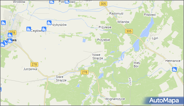 mapa Nowe Strącze, Nowe Strącze na mapie Targeo