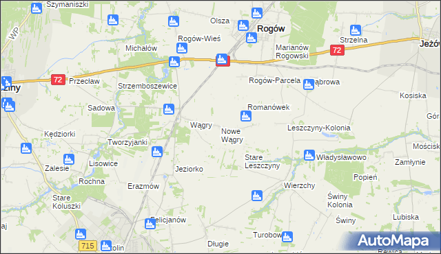mapa Nowe Wągry, Nowe Wągry na mapie Targeo