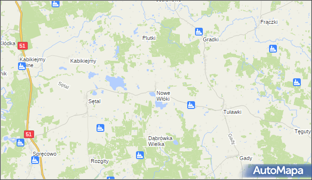 mapa Nowe Włóki, Nowe Włóki na mapie Targeo