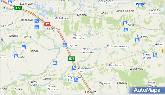 mapa Nowe Wrońska, Nowe Wrońska na mapie Targeo