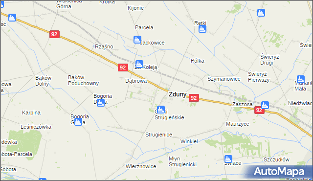 mapa Nowe Zduny, Nowe Zduny na mapie Targeo