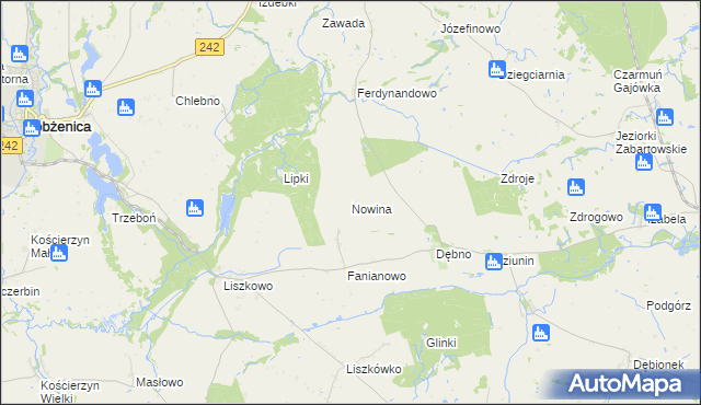 mapa Nowina gmina Łobżenica, Nowina gmina Łobżenica na mapie Targeo