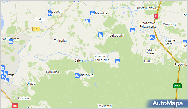 mapa Nowiny Kasjerskie, Nowiny Kasjerskie na mapie Targeo