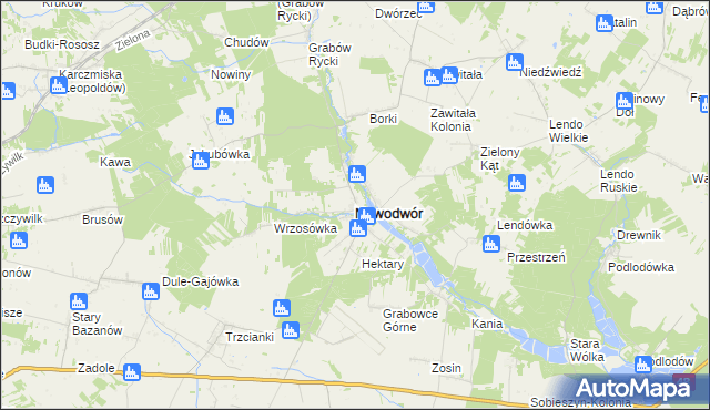 mapa Nowodwór powiat rycki, Nowodwór powiat rycki na mapie Targeo