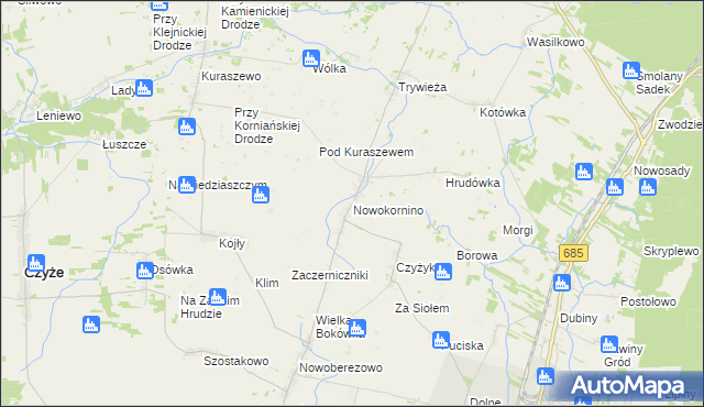 mapa Nowokornino, Nowokornino na mapie Targeo