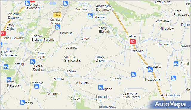 mapa Nowy Białynin, Nowy Białynin na mapie Targeo