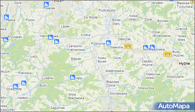 mapa Nowy Borek gmina Błażowa, Nowy Borek gmina Błażowa na mapie Targeo