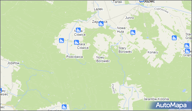 mapa Nowy Borowiec, Nowy Borowiec na mapie Targeo