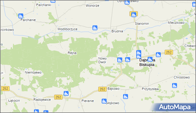 mapa Nowy Dwór gmina Dąbrowa Biskupia, Nowy Dwór gmina Dąbrowa Biskupia na mapie Targeo