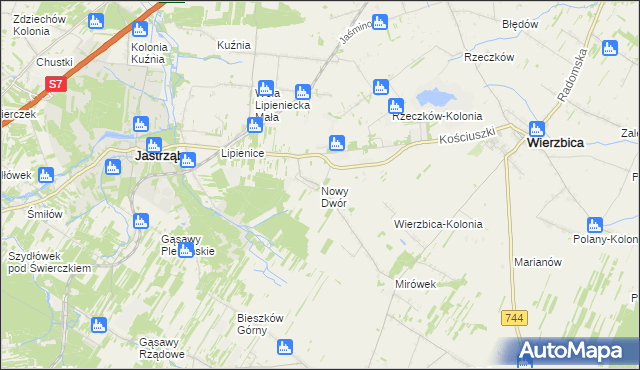 mapa Nowy Dwór gmina Jastrząb, Nowy Dwór gmina Jastrząb na mapie Targeo