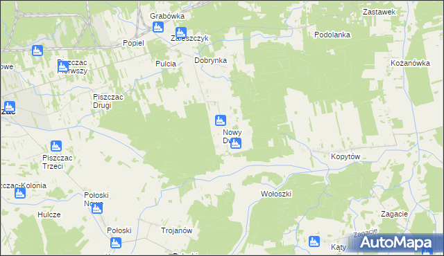 mapa Nowy Dwór gmina Piszczac, Nowy Dwór gmina Piszczac na mapie Targeo