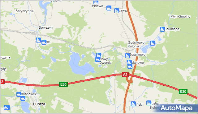 mapa Nowy Dworek gmina Świebodzin, Nowy Dworek gmina Świebodzin na mapie Targeo