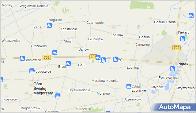 mapa Nowy Gaj gmina Góra Świętej Małgorzaty, Nowy Gaj gmina Góra Świętej Małgorzaty na mapie Targeo