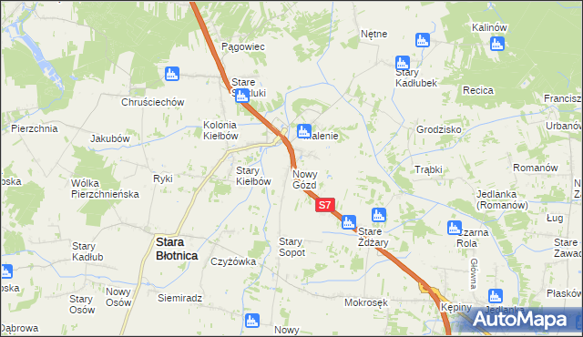 mapa Nowy Gózd, Nowy Gózd na mapie Targeo