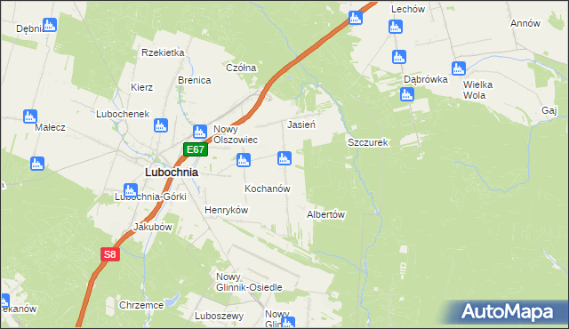 mapa Nowy Jasień, Nowy Jasień na mapie Targeo