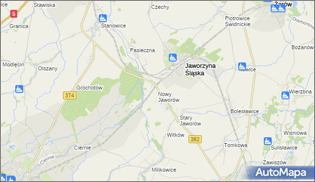 mapa Nowy Jaworów, Nowy Jaworów na mapie Targeo