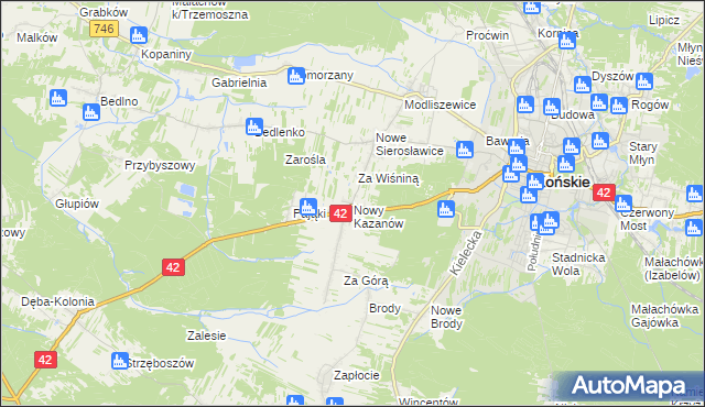 mapa Nowy Kazanów, Nowy Kazanów na mapie Targeo