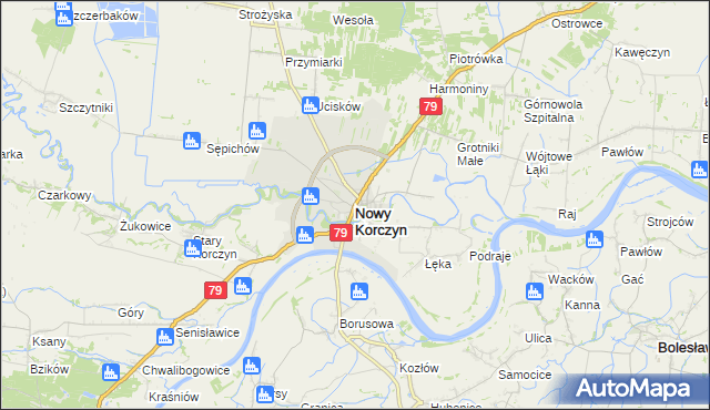 mapa Nowy Korczyn, Nowy Korczyn na mapie Targeo