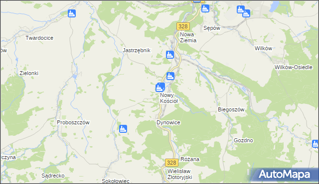 mapa Nowy Kościół, Nowy Kościół na mapie Targeo