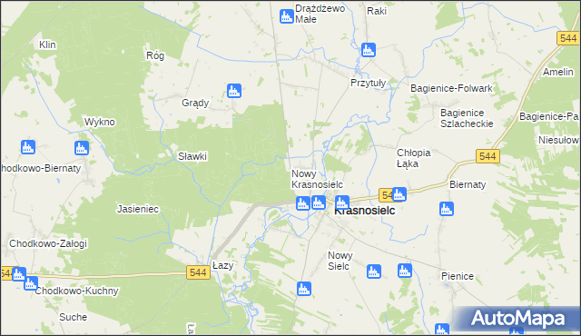 mapa Nowy Krasnosielc, Nowy Krasnosielc na mapie Targeo