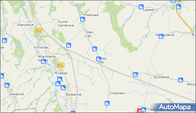 mapa Nowy Las gmina Głuchołazy, Nowy Las gmina Głuchołazy na mapie Targeo