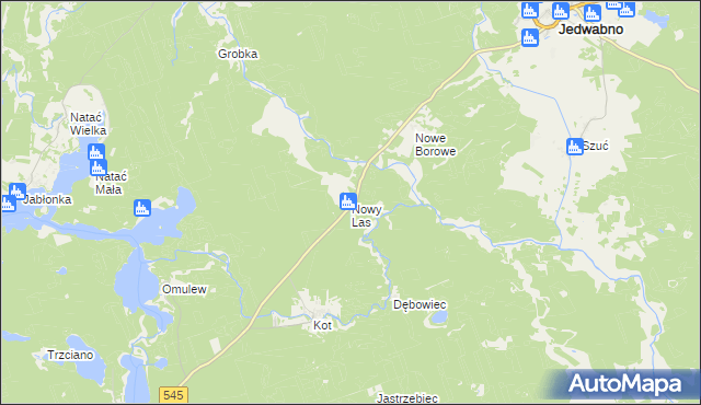 mapa Nowy Las gmina Jedwabno, Nowy Las gmina Jedwabno na mapie Targeo