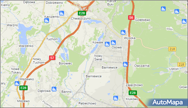 mapa Nowy Świat gmina Żukowo, Nowy Świat gmina Żukowo na mapie Targeo