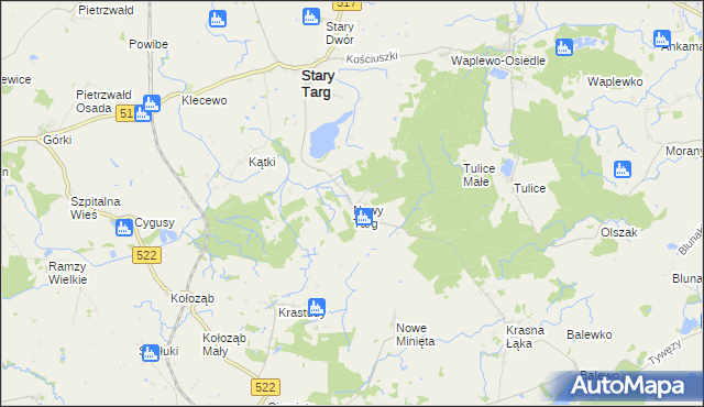 mapa Nowy Targ gmina Stary Targ, Nowy Targ gmina Stary Targ na mapie Targeo