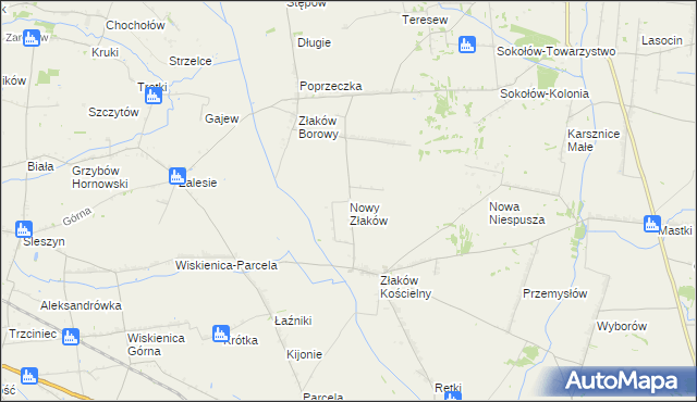 mapa Nowy Złaków, Nowy Złaków na mapie Targeo