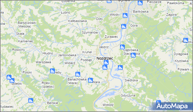 mapa Nozdrzec, Nozdrzec na mapie Targeo