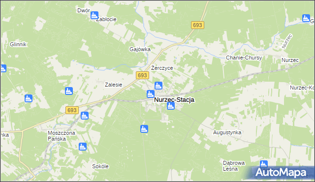 mapa Nurzec-Stacja, Nurzec-Stacja na mapie Targeo