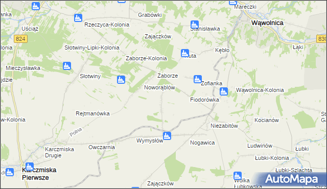 mapa Obliźniak, Obliźniak na mapie Targeo