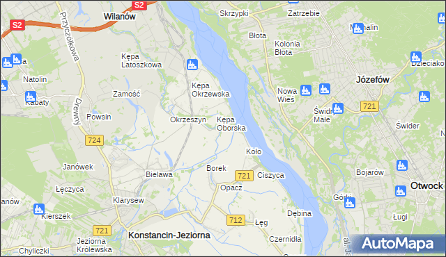mapa Obórki gmina Konstancin-Jeziorna, Obórki gmina Konstancin-Jeziorna na mapie Targeo