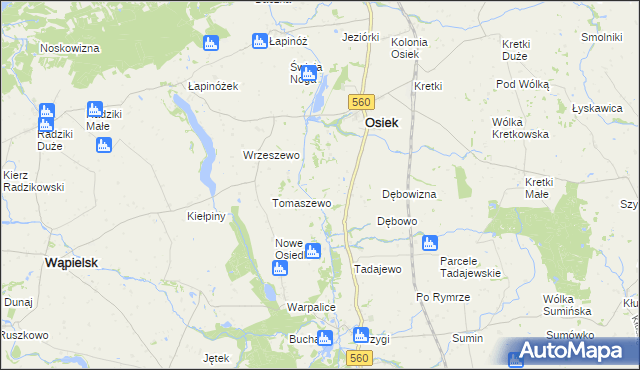 mapa Obórki gmina Osiek, Obórki gmina Osiek na mapie Targeo
