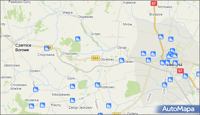 mapa Obrębiec, Obrębiec na mapie Targeo