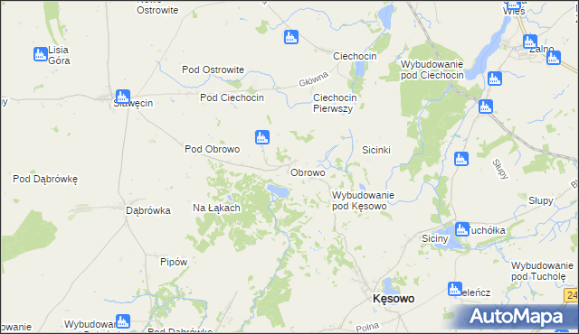 mapa Obrowo gmina Kęsowo, Obrowo gmina Kęsowo na mapie Targeo