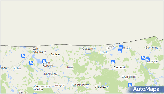 mapa Obszarniki, Obszarniki na mapie Targeo