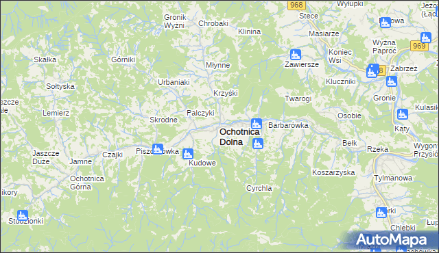 mapa Ochotnica Dolna, Ochotnica Dolna na mapie Targeo