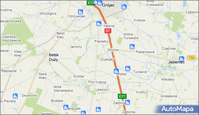 mapa Oczesały, Oczesały na mapie Targeo