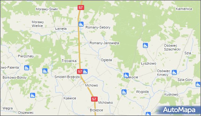 mapa Oględa, Oględa na mapie Targeo