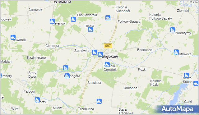 mapa Ogródek gmina Grębków, Ogródek gmina Grębków na mapie Targeo