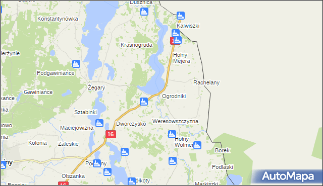 mapa Ogrodniki gmina Sejny, Ogrodniki gmina Sejny na mapie Targeo