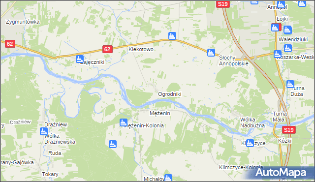 mapa Ogrodniki gmina Siemiatycze, Ogrodniki gmina Siemiatycze na mapie Targeo