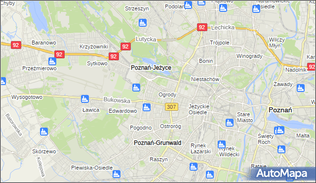 mapa Ogrody gmina Poznań, Ogrody gmina Poznań na mapie Targeo